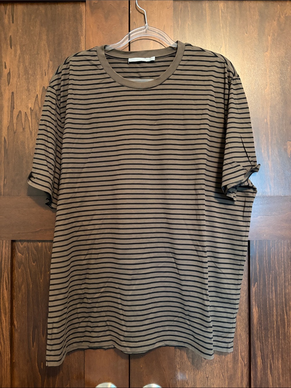 Vince Men’s Micro-Stripe Cotton Tee - Green & Black - Size XL (NWOT)